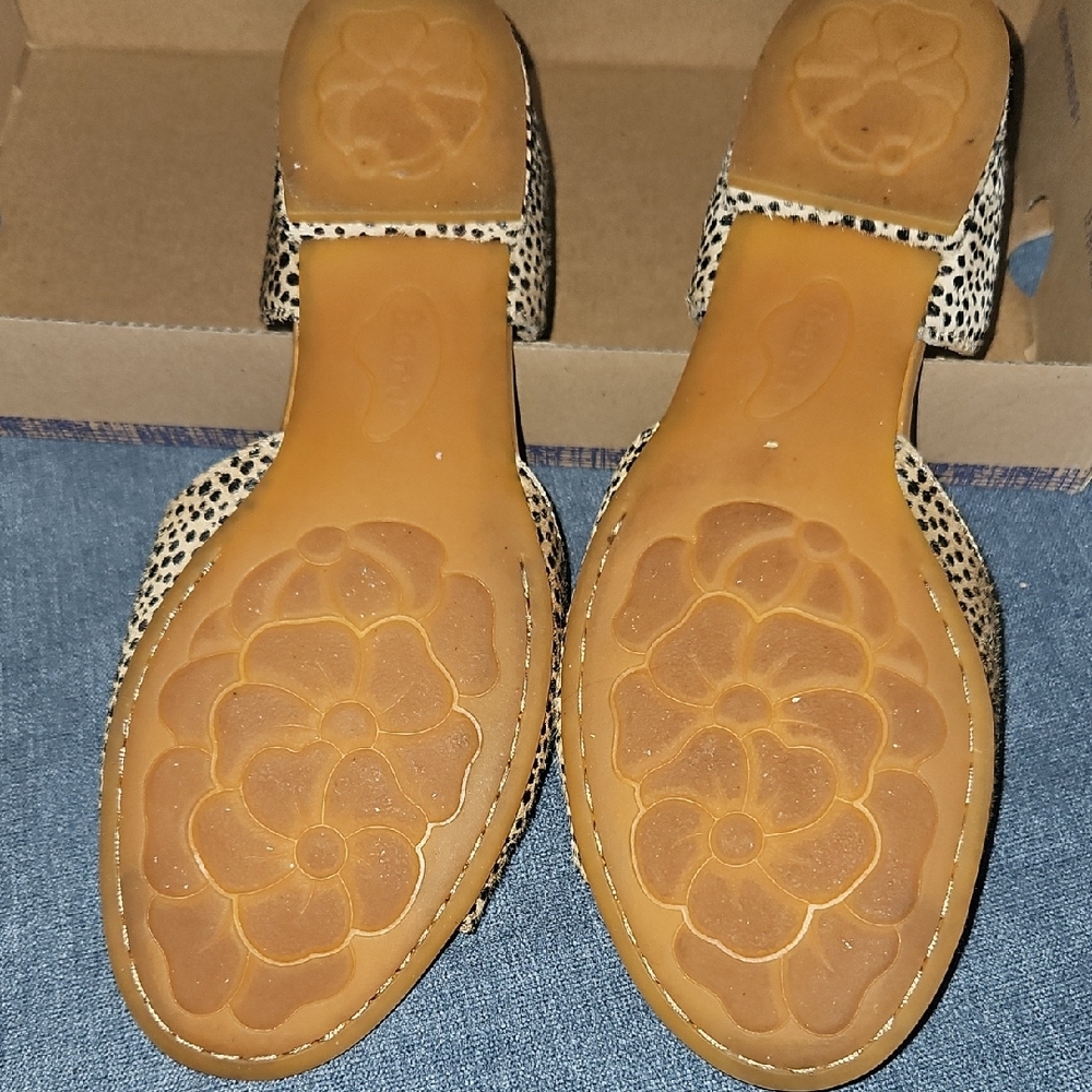 Born Tan and Black Cheetah-Print Open-Toe Slide Mules - Picture 6 of 7
